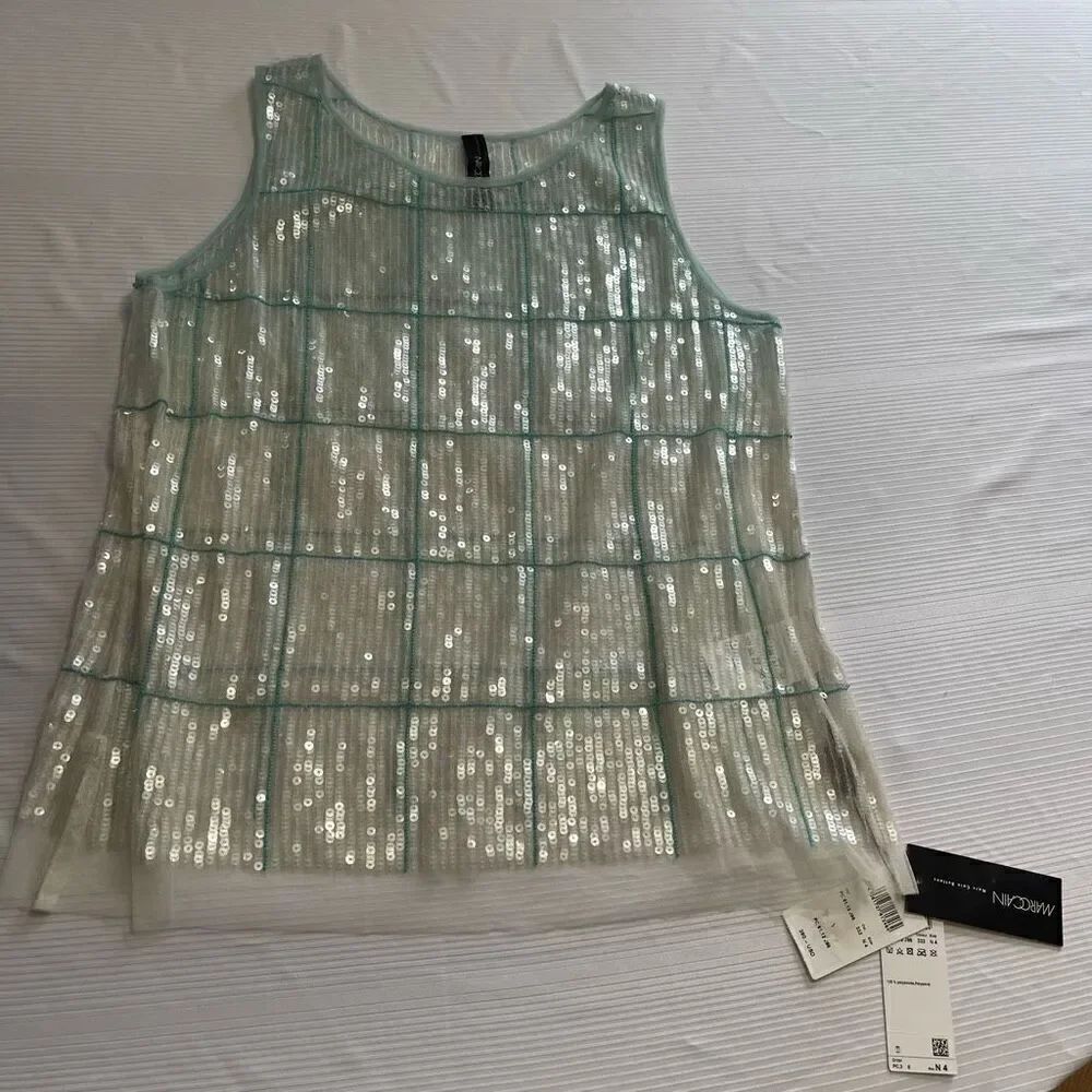 NWT Marc Cain Sequin Tank Top Size N4 US 10 New